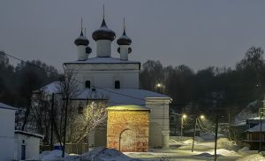 Гороховец. Церковь Воскресения Христова. Зимнее ночное фото. 2022